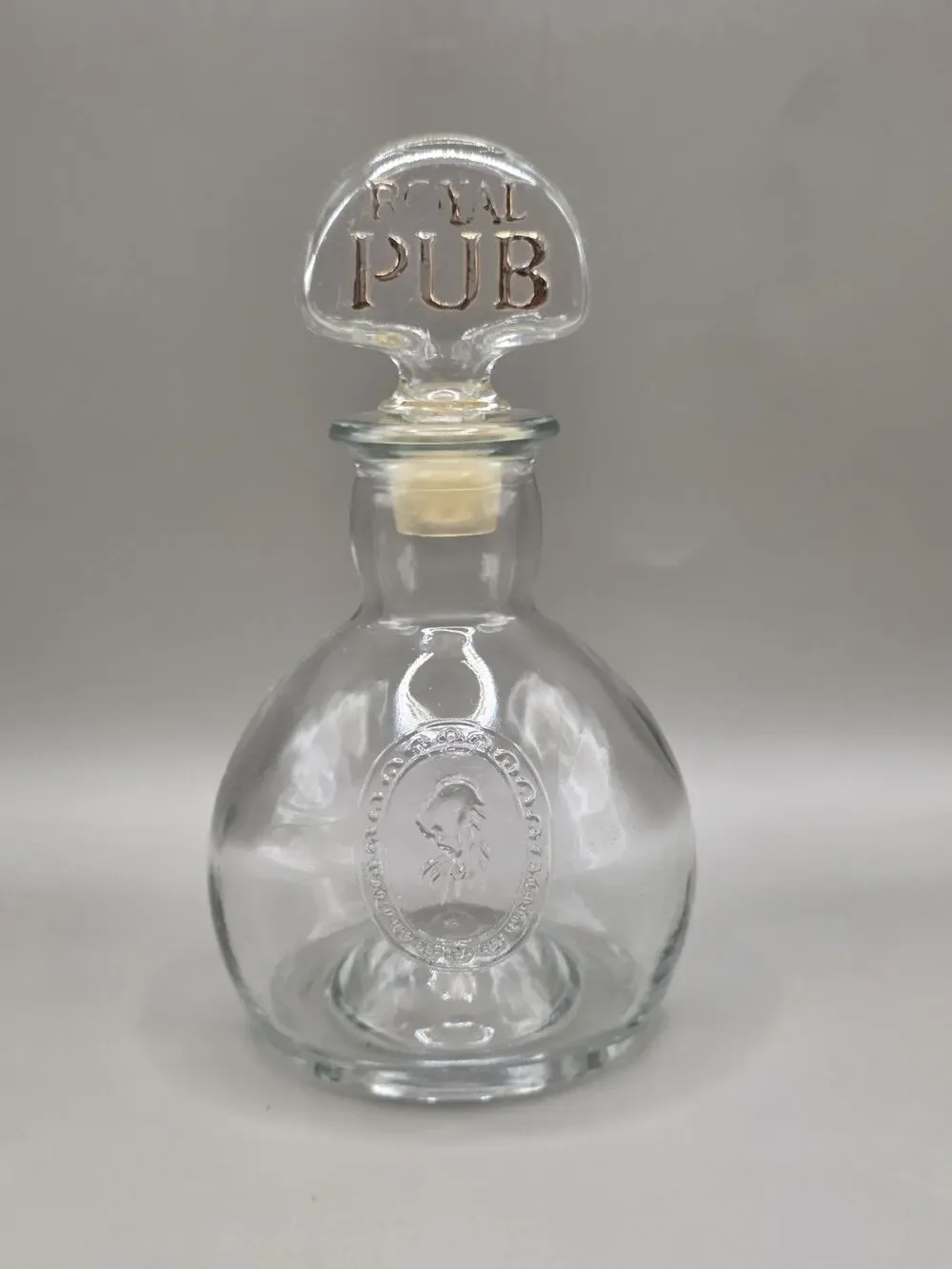 Vintage Revlon Royal Pub Cologne Bottle Glass Crown Stopper Lion Crest Empty